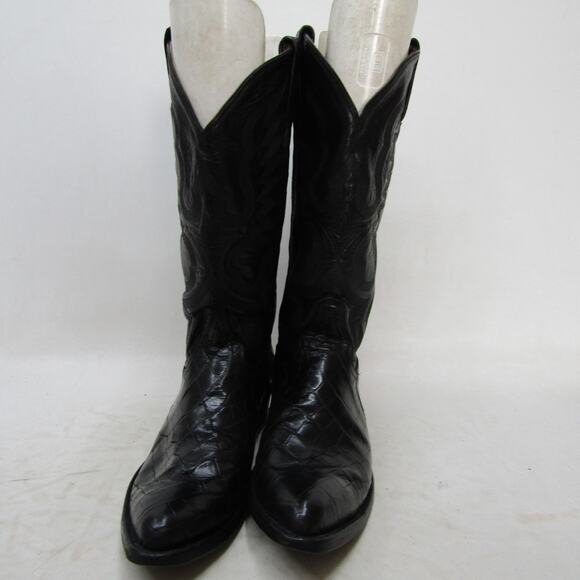 TONY LAMA Gold Label Mens Size 7 D Black Leather Alligator Belly Cowboy Boots main image 7